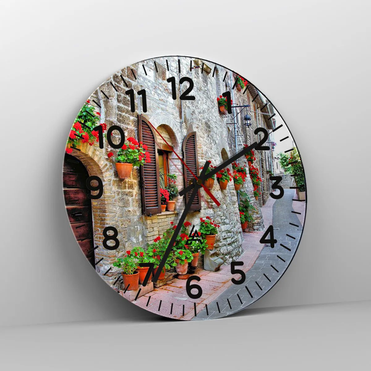 Wanduhr - Glasuhr - Italienische Atmosphäre - 30x30 cm