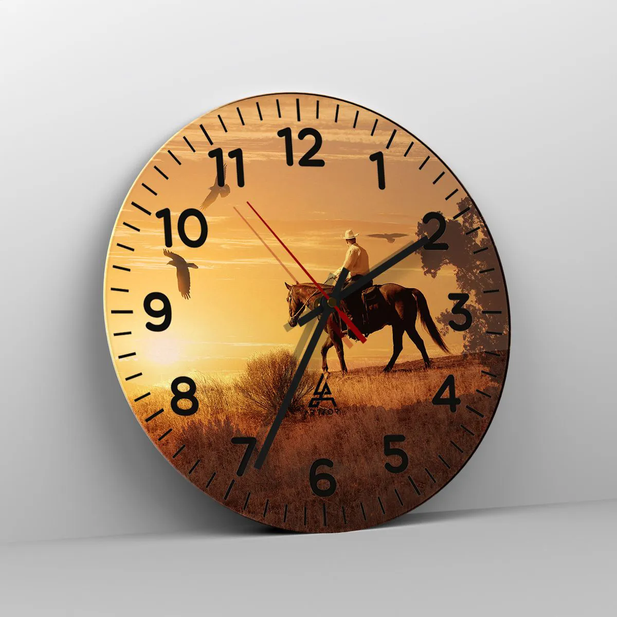 Wanduhr - Glasuhr - Allein durch die Prärie - 30x30 cm