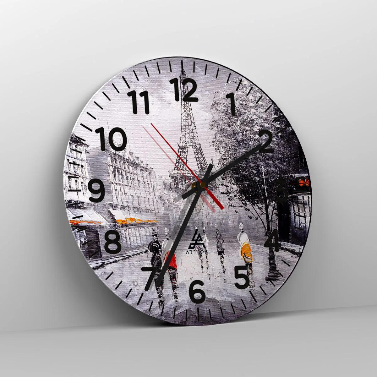 Relógio de parede - Relógio em vidro - Passeio em Paris - 30x30 cm