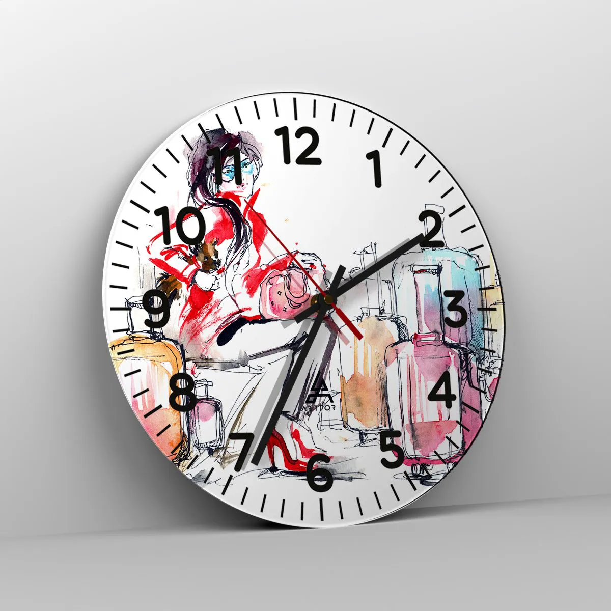 Reloj de pared - Reloj de vidrio - Sentémonos antes del viaje - 30x30 cm