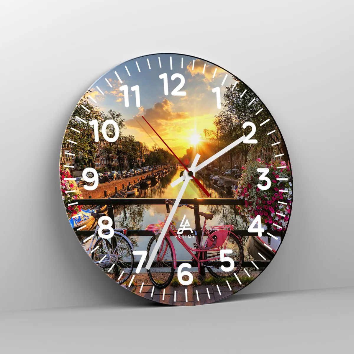 Wanduhr - Glasuhr - Frühlingsmorgen in Amsterdam - 30x30 cm