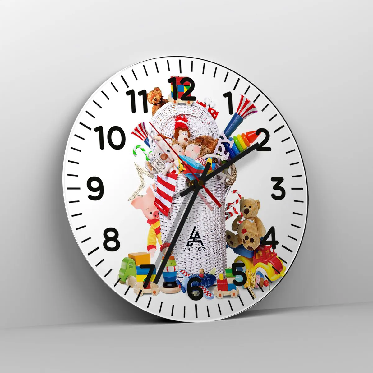 Ceas de perete - Ceas pe sticlă - Comorile micuțului - 30x30 cm