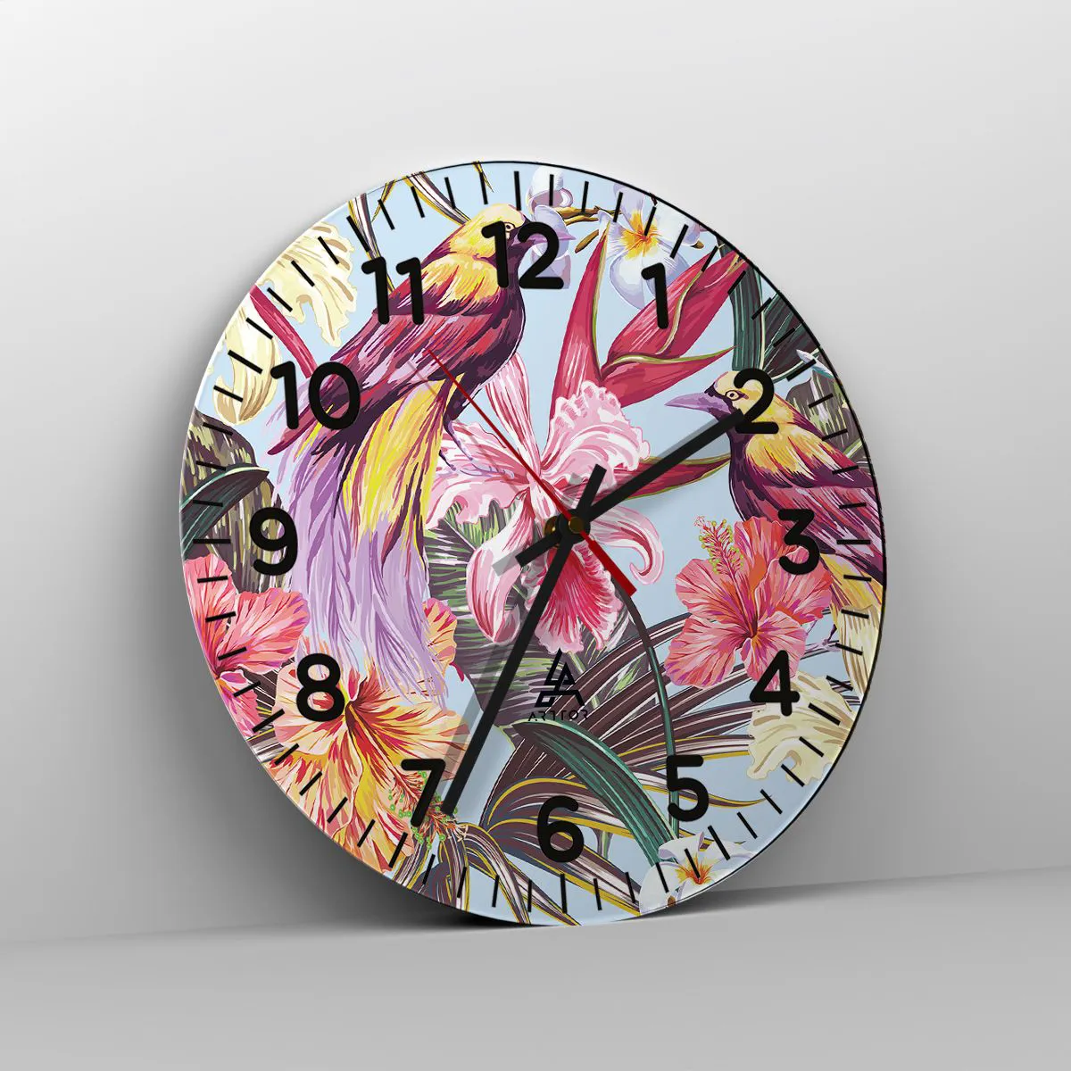 Horloge murale - Pendule murale - Pétales et plumes - 30x30 cm