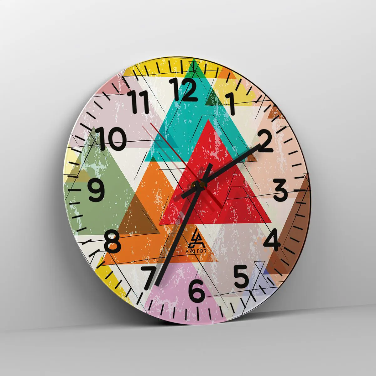 Wall clock - Clock on glass - Three by Three - 30x30 cm