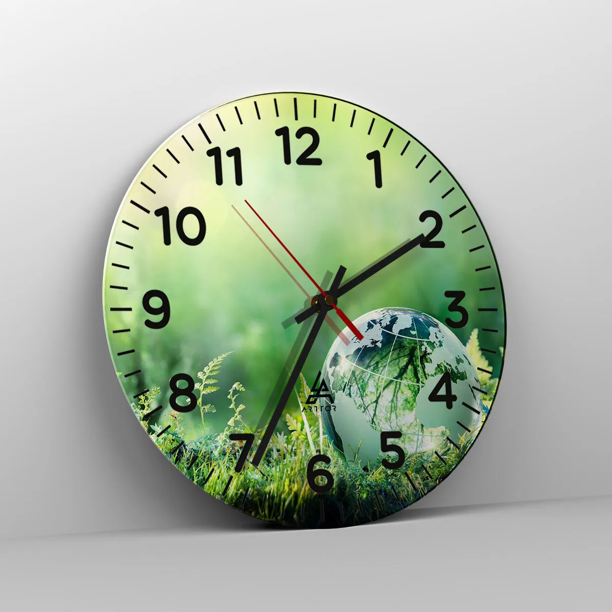 Relógio de parede - Relógio em vidro - Planeta verde - 30x30 cm