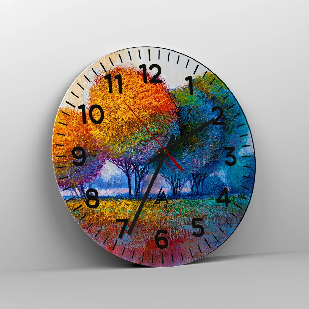 Reloj de pared - Reloj de vidrio - Un conjunto de colores llamativos - 30x30 cm