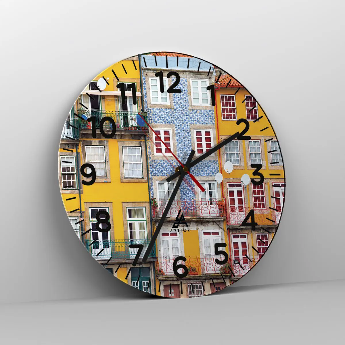 Ceas de perete - Ceas pe sticlă - Culorile orașului vechi - 30x30 cm