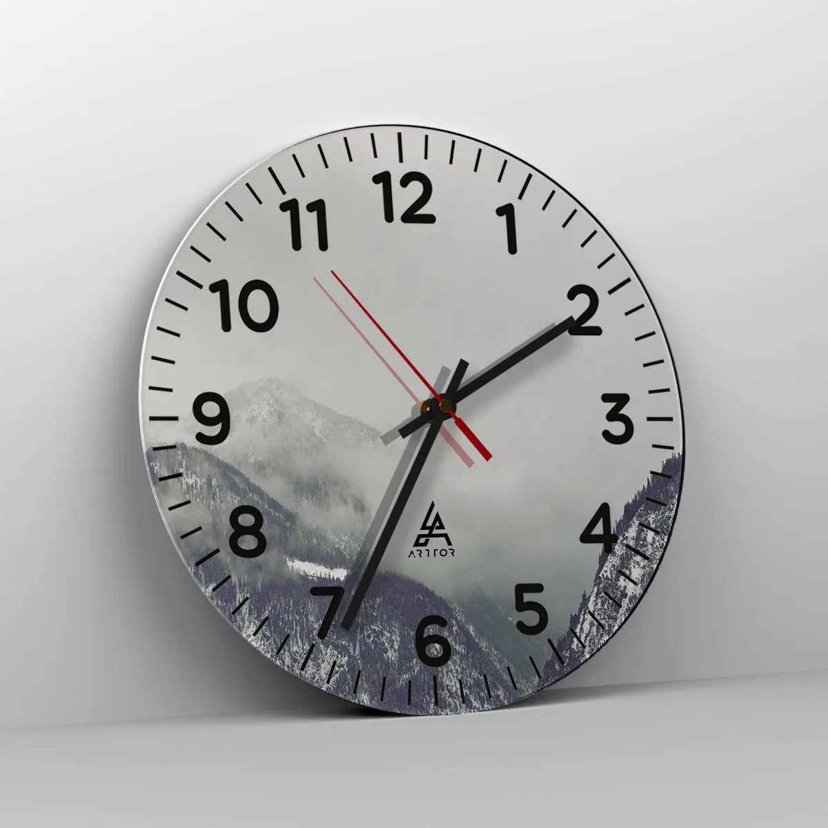 Ceas de perete - Ceas pe sticlă - Valea cețoasă - 30x30 cm