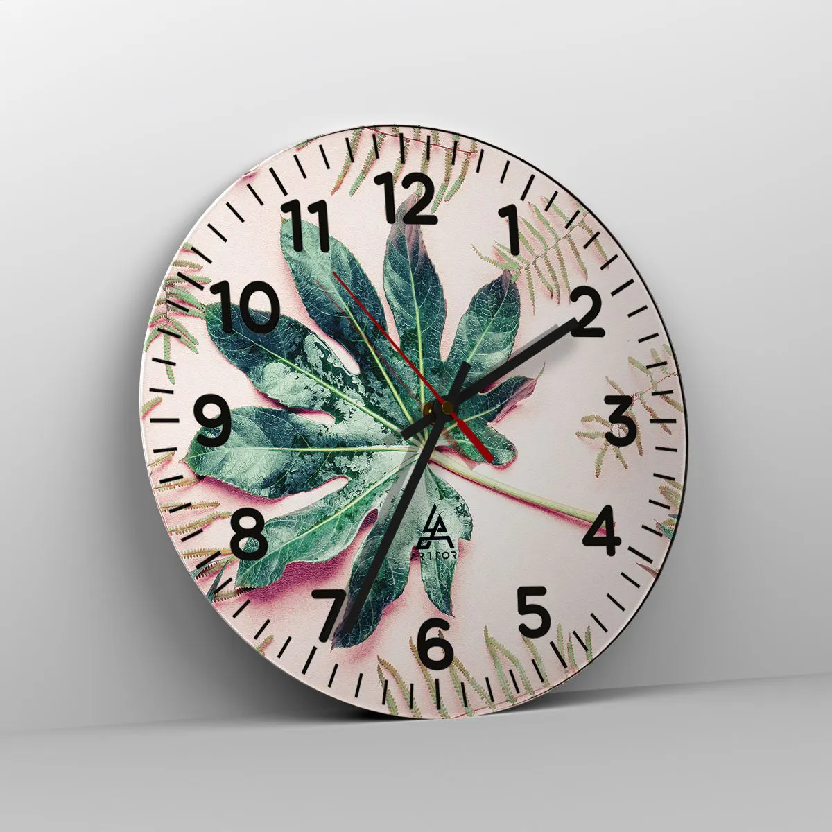 Vægur, Uret - En undersøgelse af grønt på en lyserød baggrund - 30x30 cm