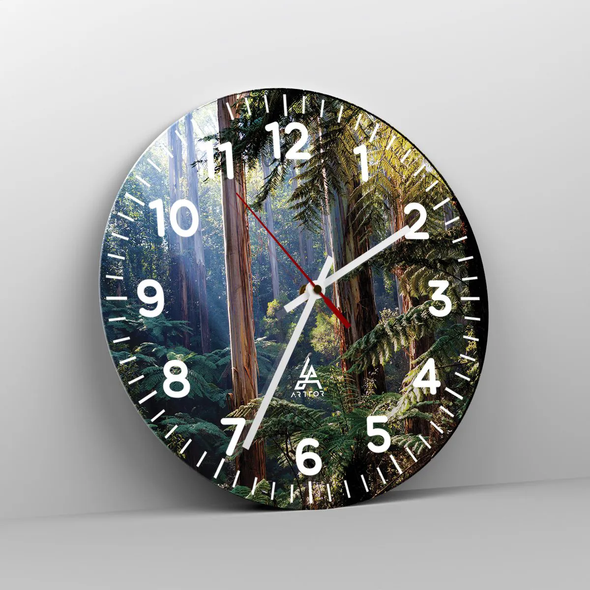 Wall clock - Clock on glass - Tale of a Forest - 30x30 cm