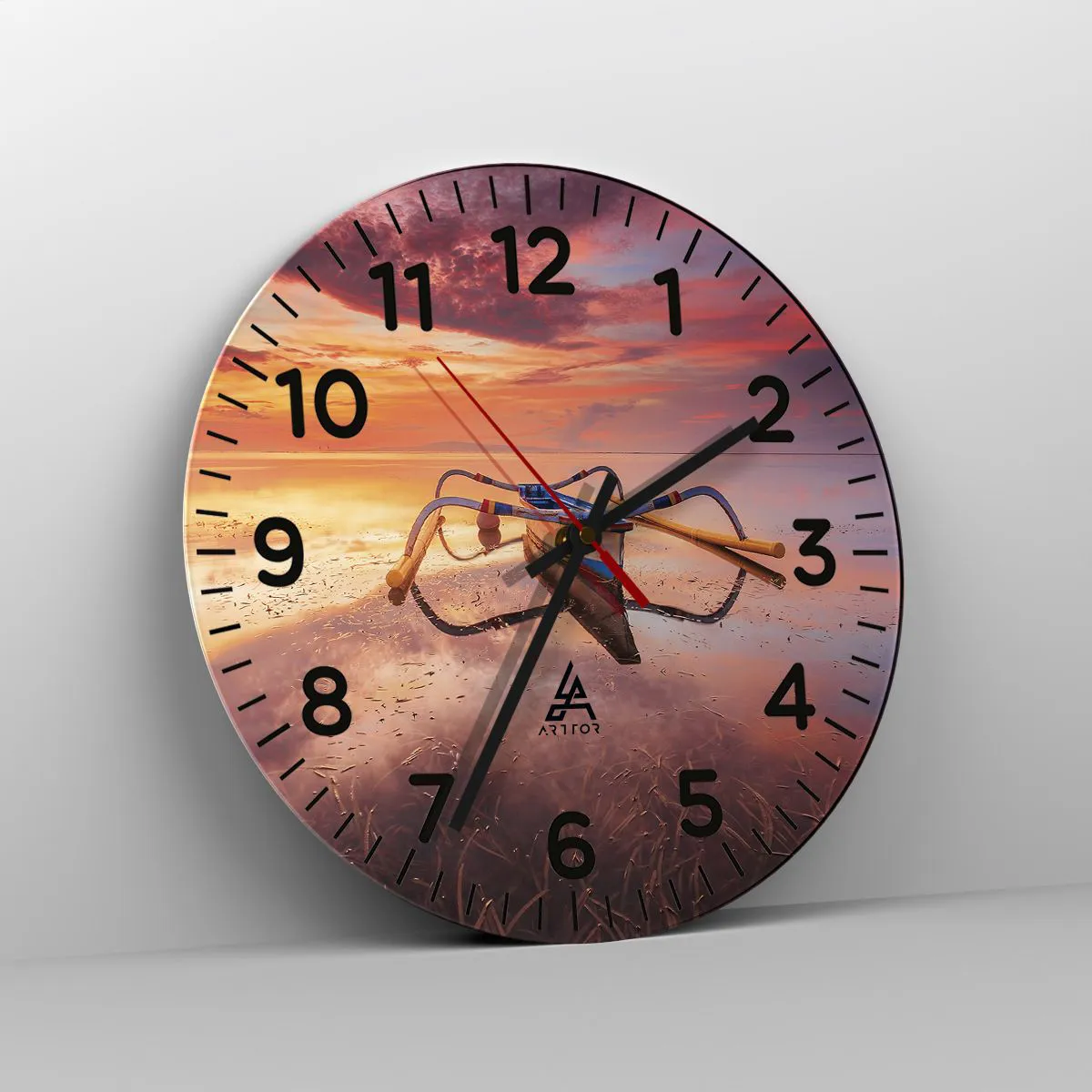 Ceas de perete - Ceas pe sticlă - Liniștea unei seri tropicale - 30x30 cm