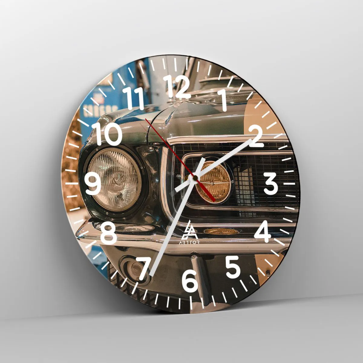 Wanduhr - Glasuhr - Treffen mit einer Legende - 30x30 cm