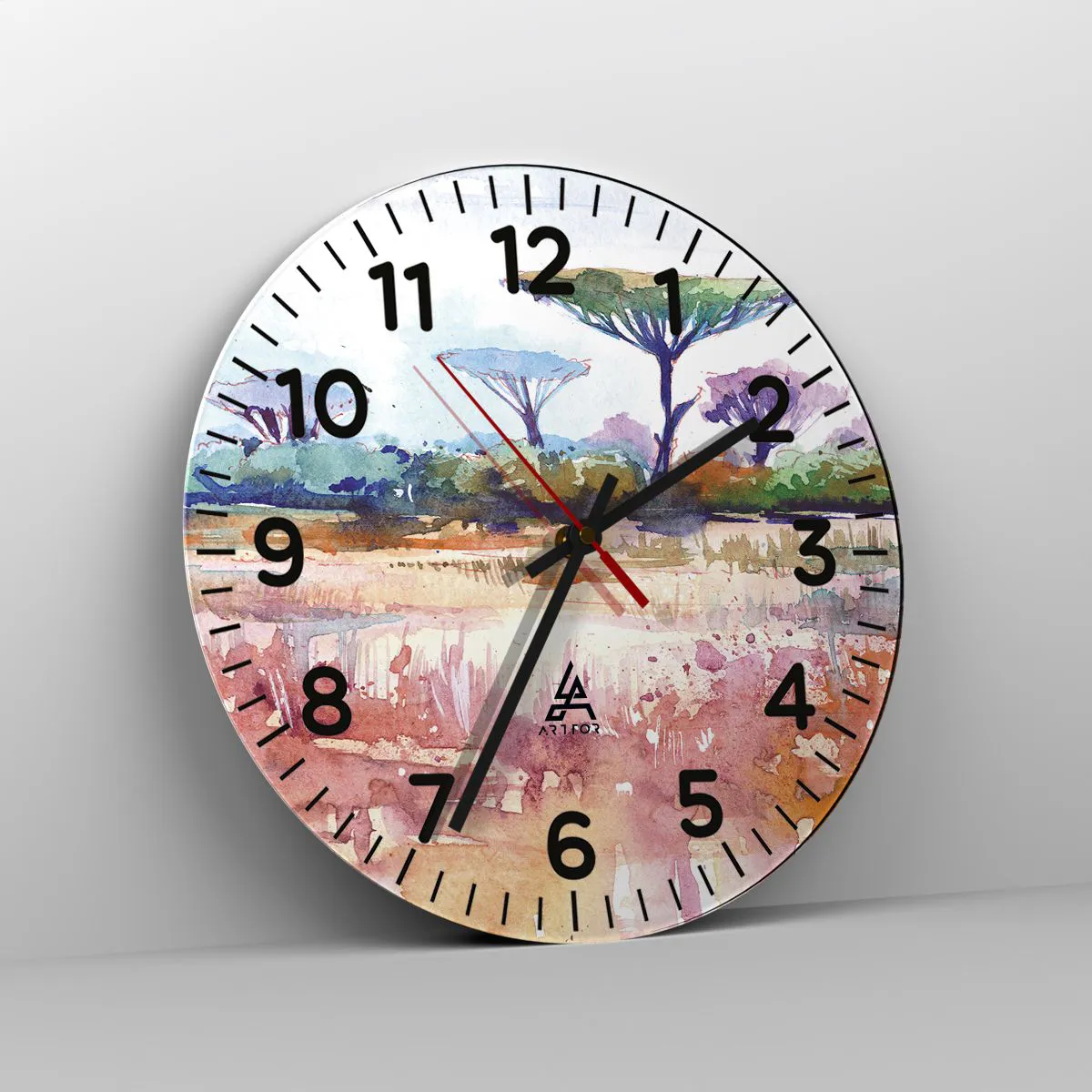 Wanduhr - Glasuhr - Savannah-Farben - 30x30 cm