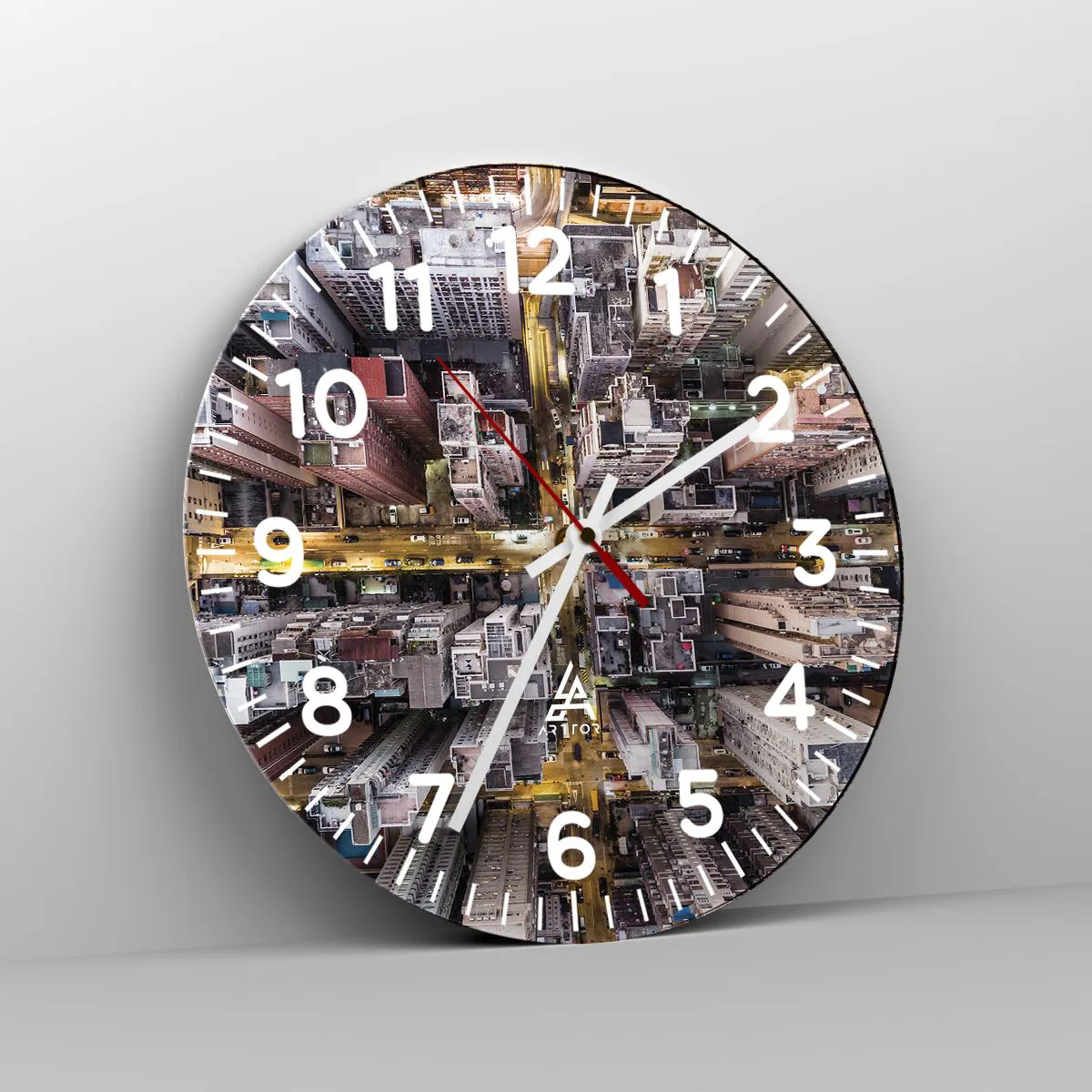 Reloj de pared - Reloj de vidrio - Saludos desde Hong Kong - 30x30 cm