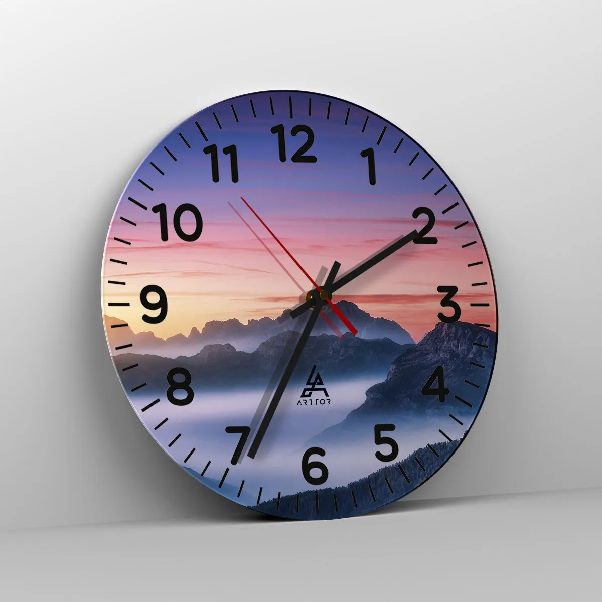 Ceas de perete - Ceas pe sticlă - Peste văi - 30x30 cm