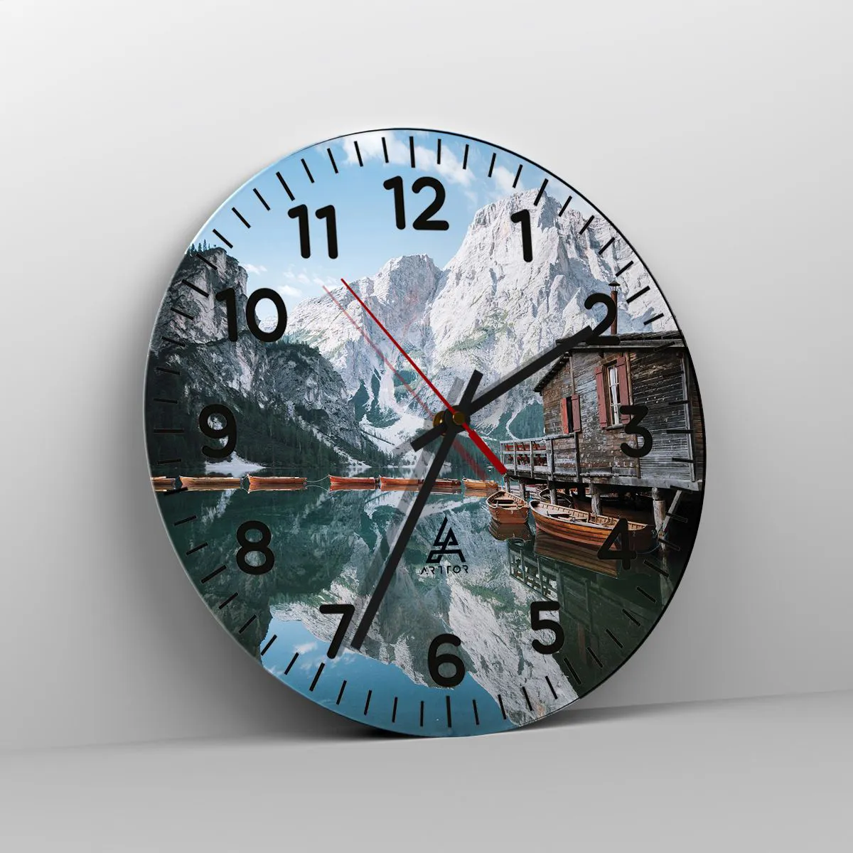 Wanduhr - Glasuhr - Kristallklarer Bergmorgen - 30x30 cm