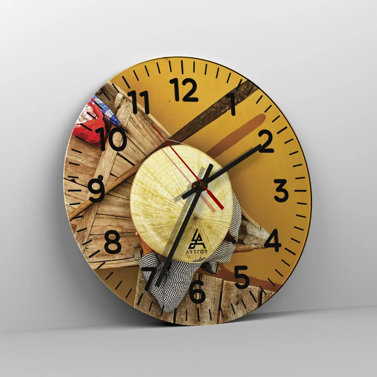 Ceas de perete - Ceas pe sticlă - Viața pe râul galben - 30x30 cm