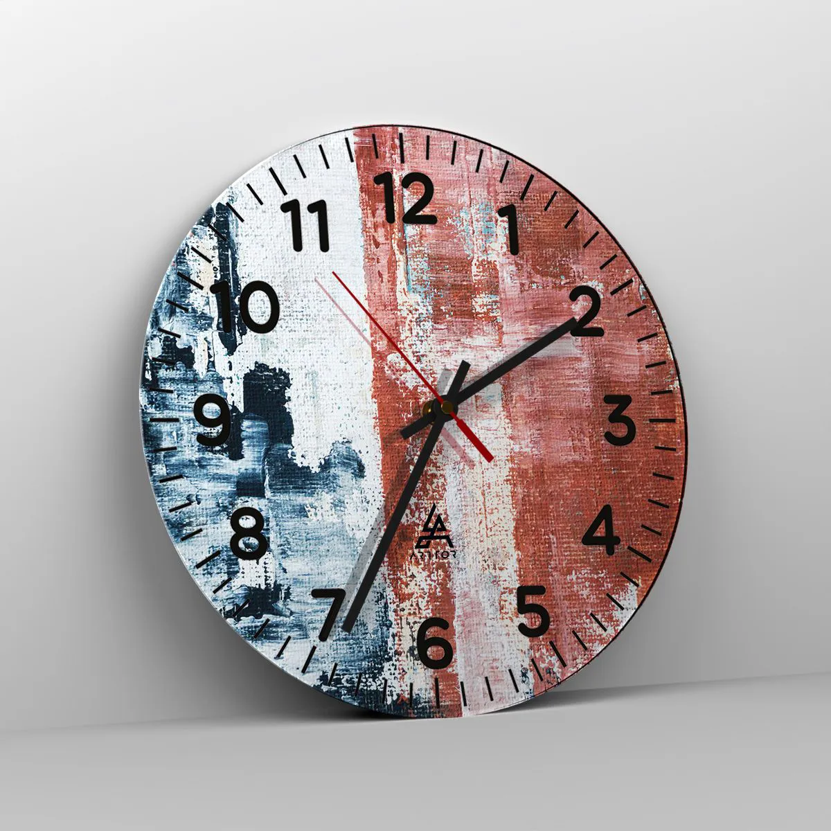 Relógio de parede - Relógio em vidro - Meio a meio abstrato - 30x30 cm