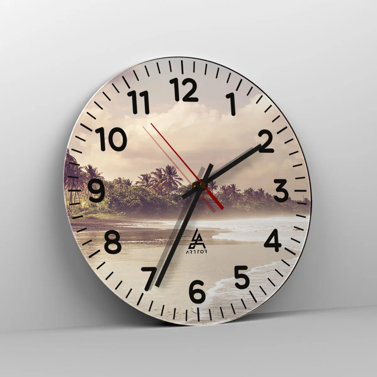 Ceas de perete - Ceas pe sticlă - Mângâind valurile - 30x30 cm