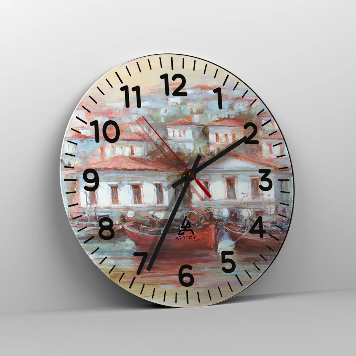 Wanduhr - Glasuhr - Glückliche Stadt - 30x30 cm