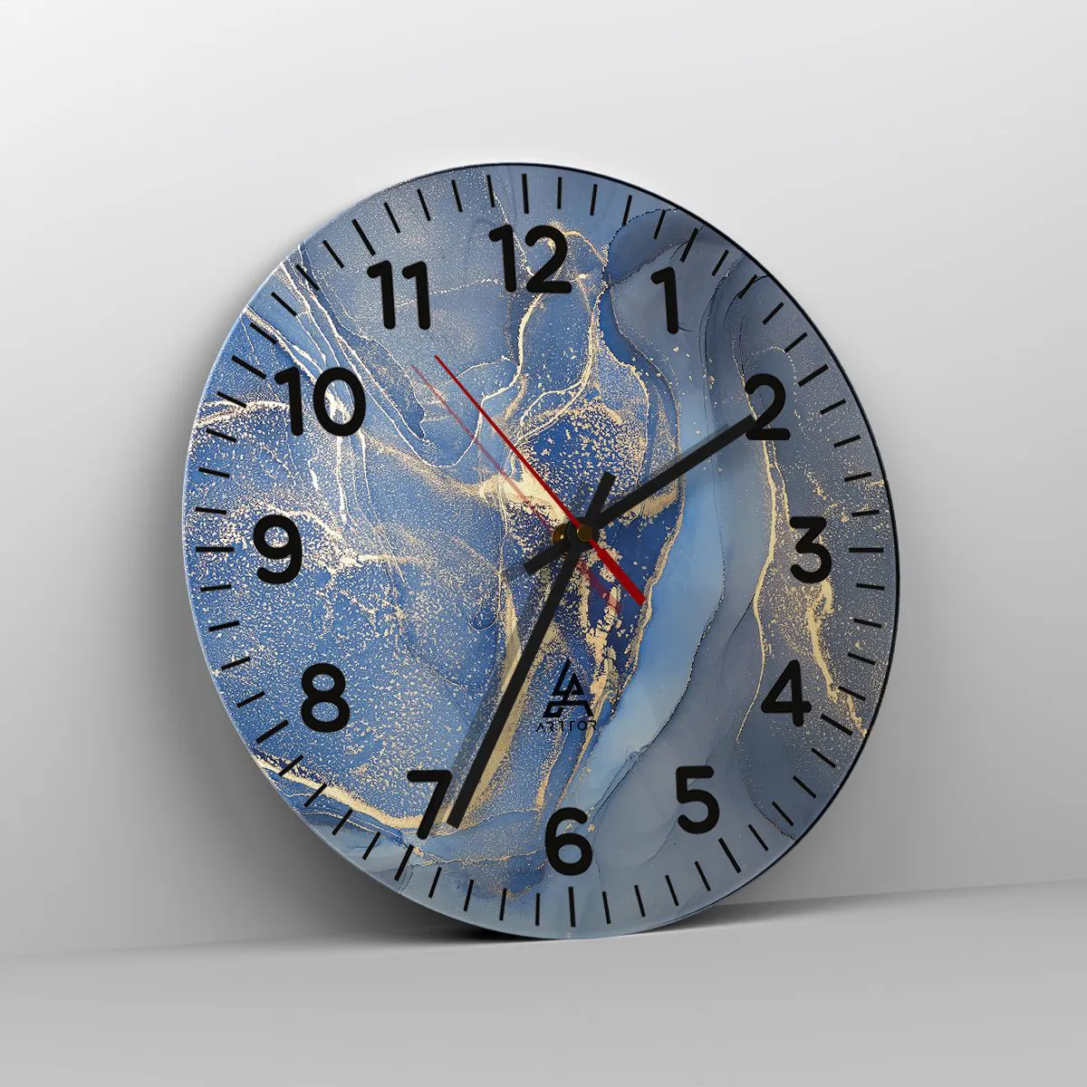 Ceas de perete - Ceas pe sticlă - Praf de aur - 30x30 cm