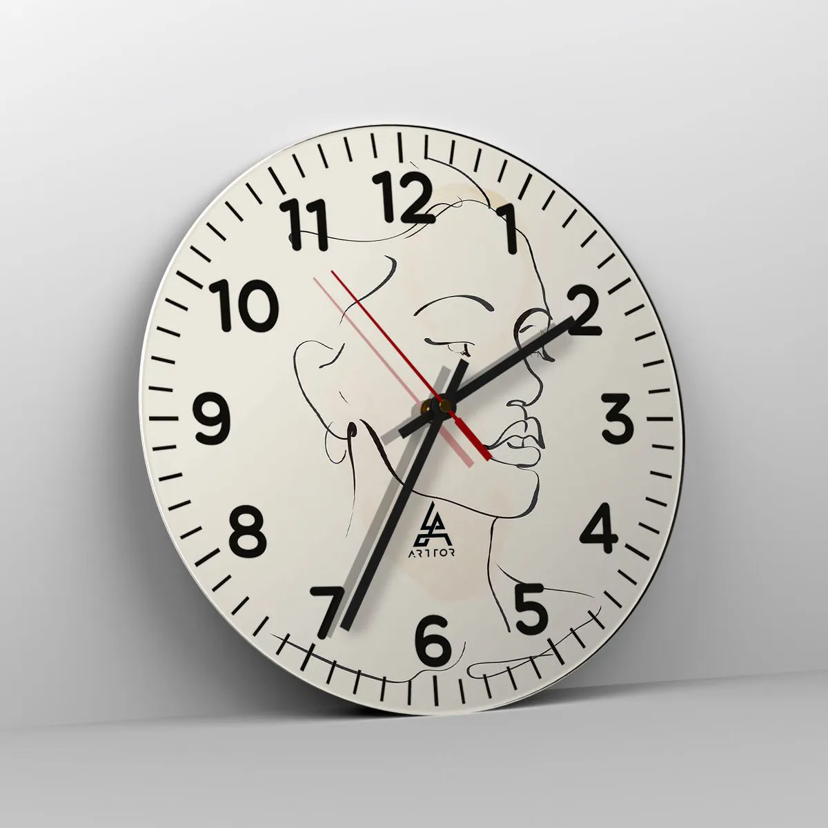 Ceas de perete - Ceas pe sticlă - Cu o linie sigură - 30x30 cm