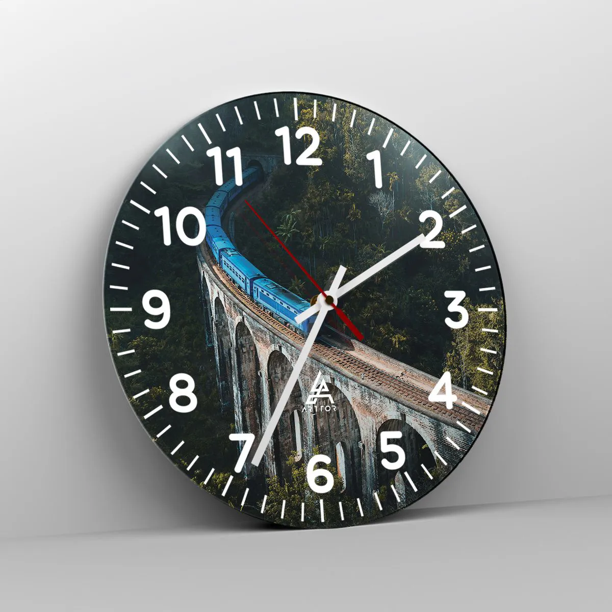 Ceas de perete - Ceas pe sticlă - Cu trenul spre natură - 30x30 cm