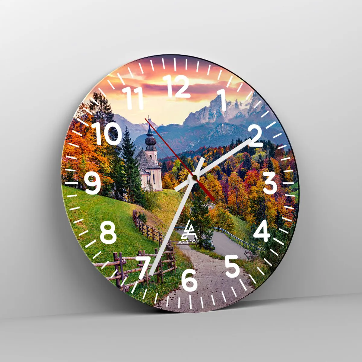 Reloj de pared - Reloj de vidrio - Paisaje como una pintura - 30x30 cm