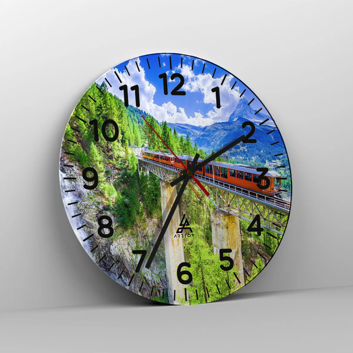 Relógio de parede - Relógio em vidro - Hora dos Alpes - 30x30 cm