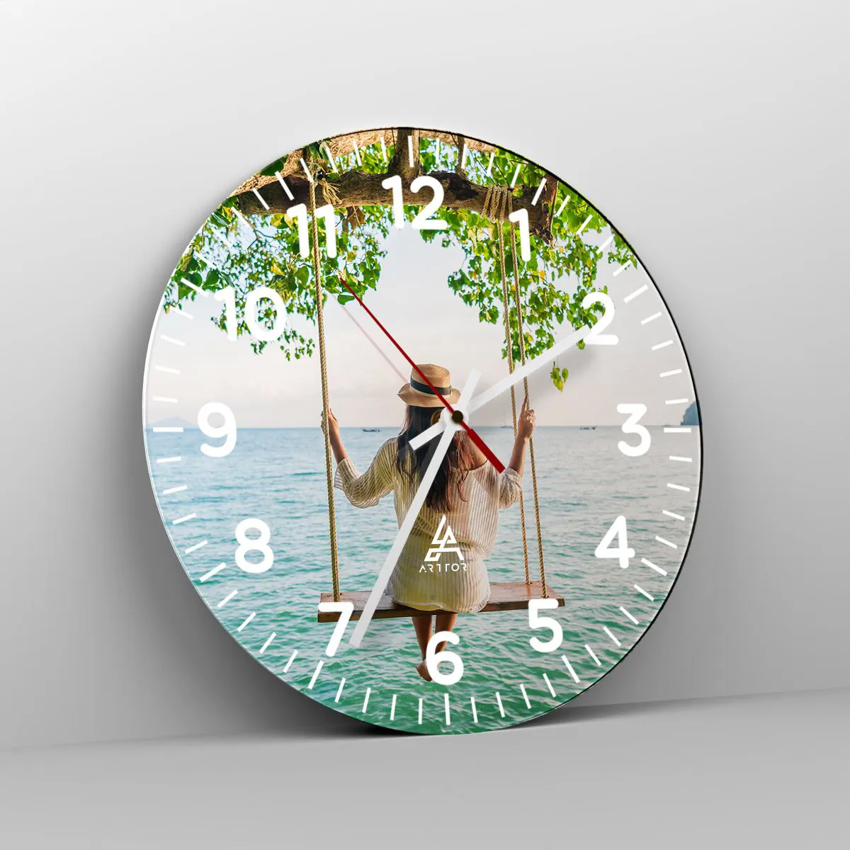 Relógio de parede - Relógio em vidro - A vida é bela - 30x30 cm