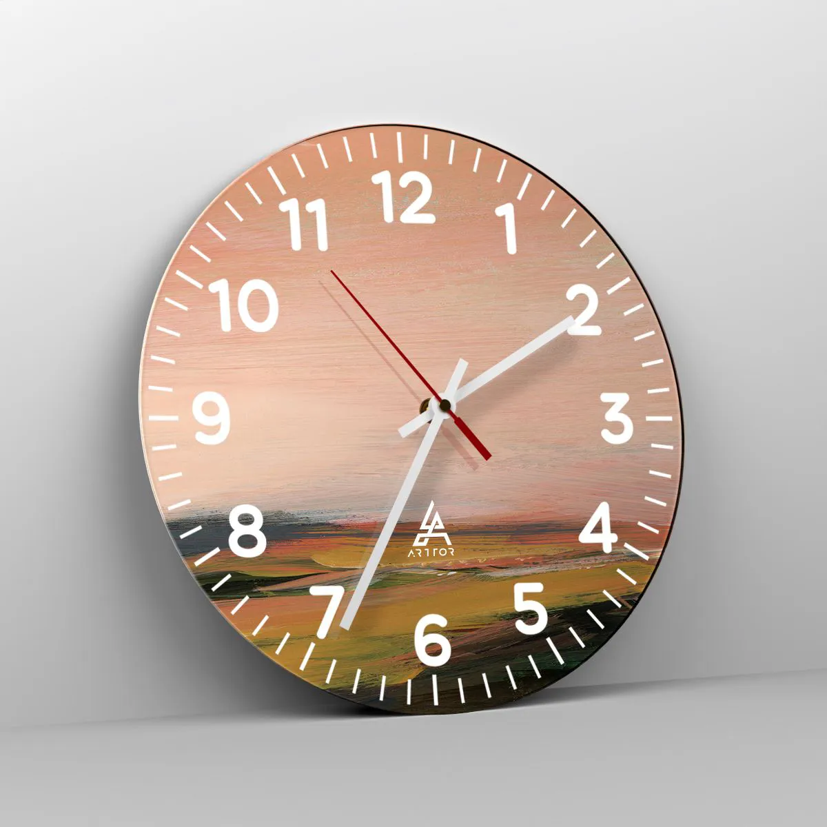 Wanduhr - Glasuhr - In Rosatönen - 30x30 cm