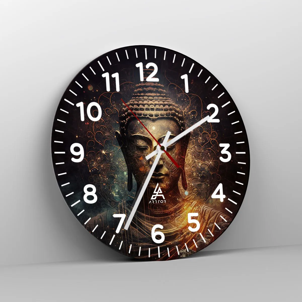 Relógio de parede - Relógio em vidro - Equilíbrio espiritual - 30x30 cm