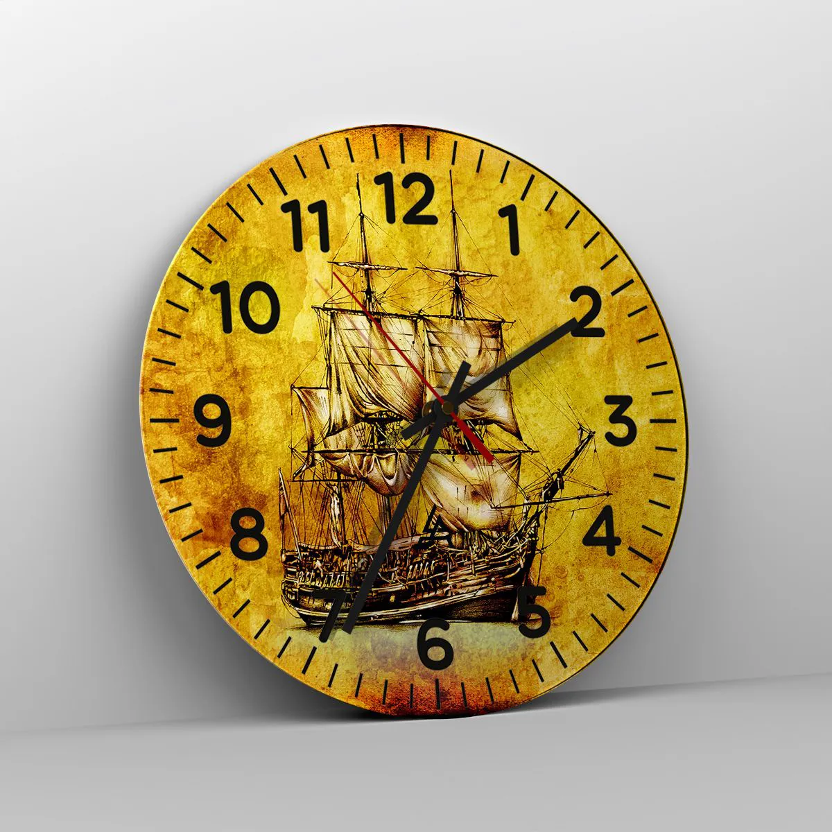 Reloj de pared - Reloj de vidrio - ¡Rumbo a la isla Tortuga! - 40x40 cm