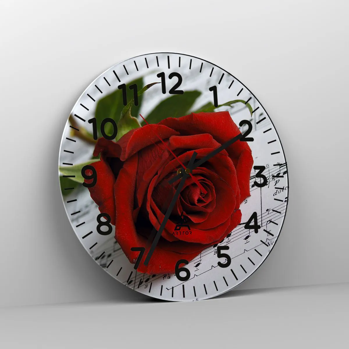 Wanduhr - Glasuhr - Musik der Gefühle in Scharlach - 40x40 cm