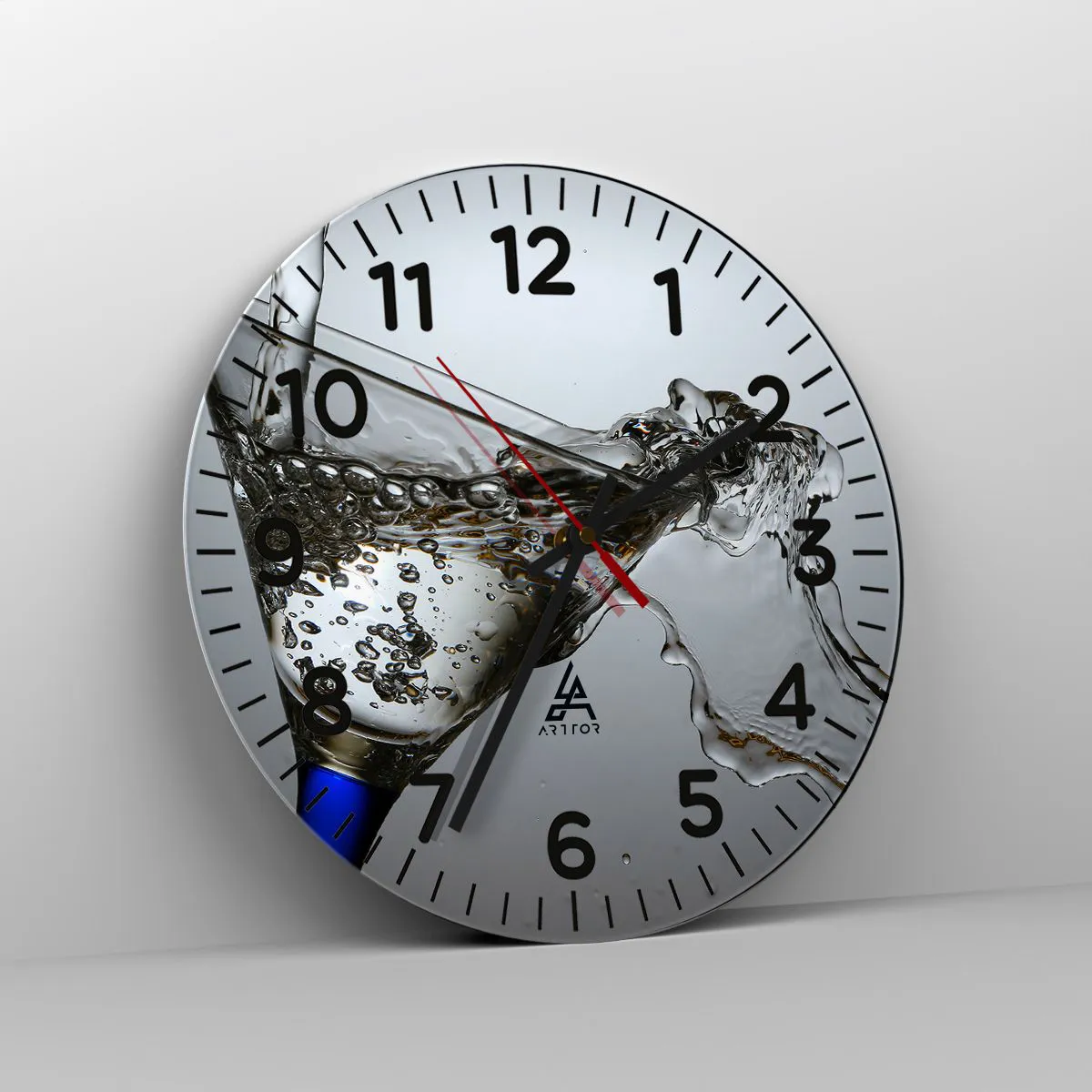 Ceas de perete - Ceas pe sticlă - Apă pură în sticlă de cristal - 40x40 cm