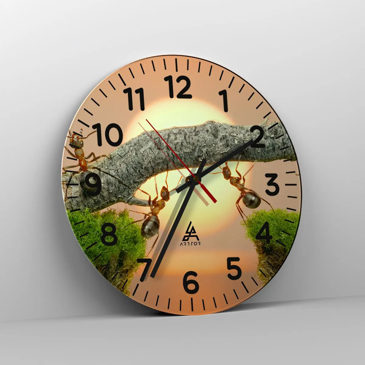 Reloj de pared - Reloj de vidrio - Trabajar juntos con alegría - 40x40 cm