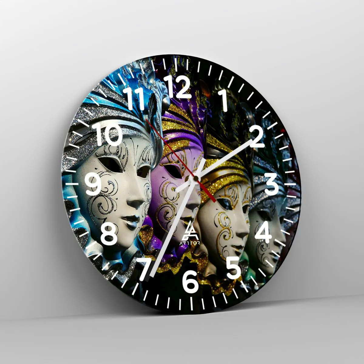 Ceas de perete - Ceas pe sticlă - Mister în aur și argint - 40x40 cm