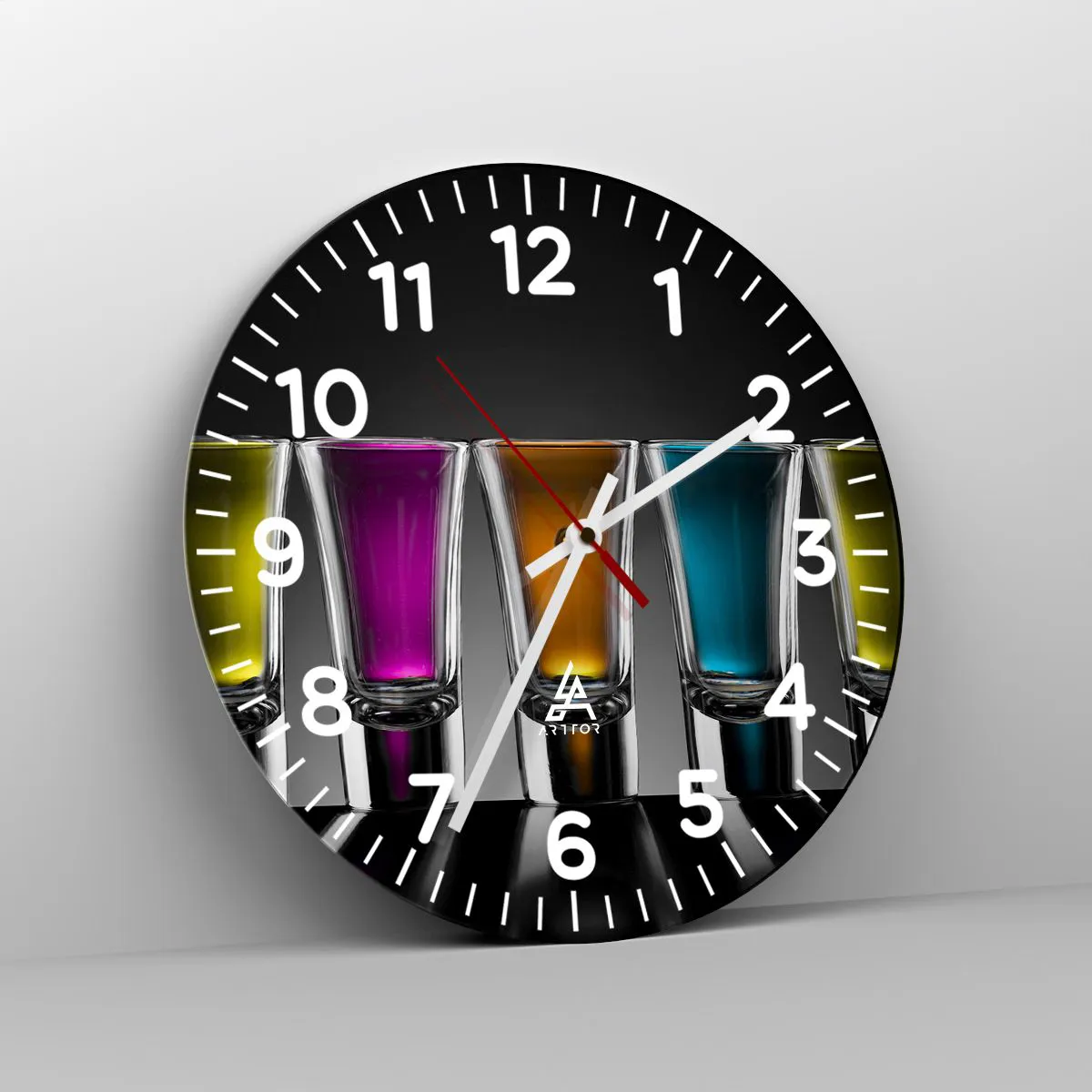 Reloj de pared - Reloj de vidrio - Colores de la alegría - 40x40 cm