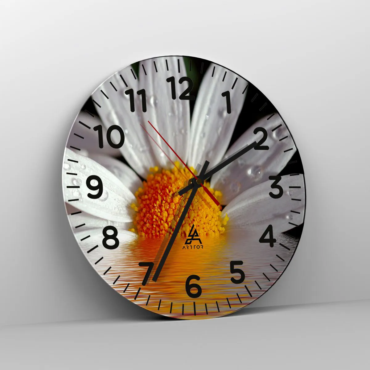 Zegar ścienny - Wschodzące słońce margaretki - 40x40 cm