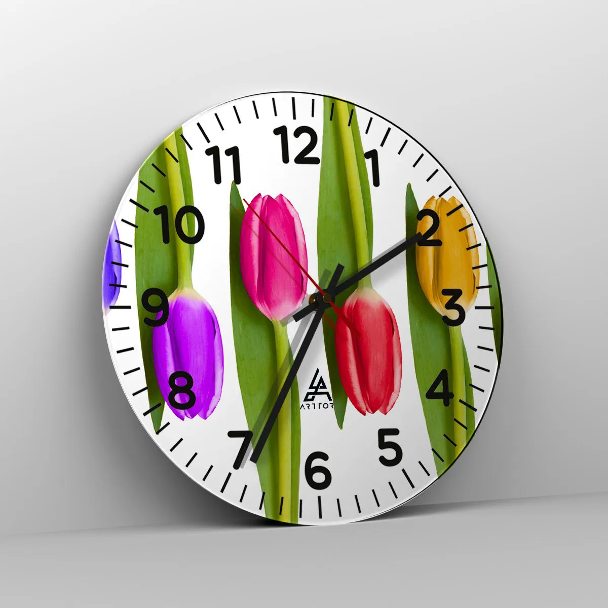 Reloj de pared - Reloj de vidrio - Composición del arco iris - 40x40 cm