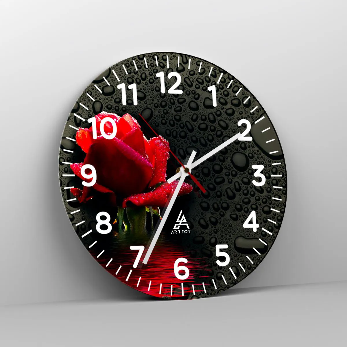 Vægur, Uret - Rød og sort - 40x40 cm