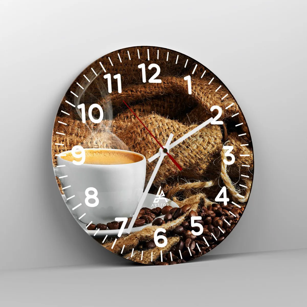 Wall clock - Clock on glass - Smell of a Mocha and Density of a Honey Drink - 40x40 cm