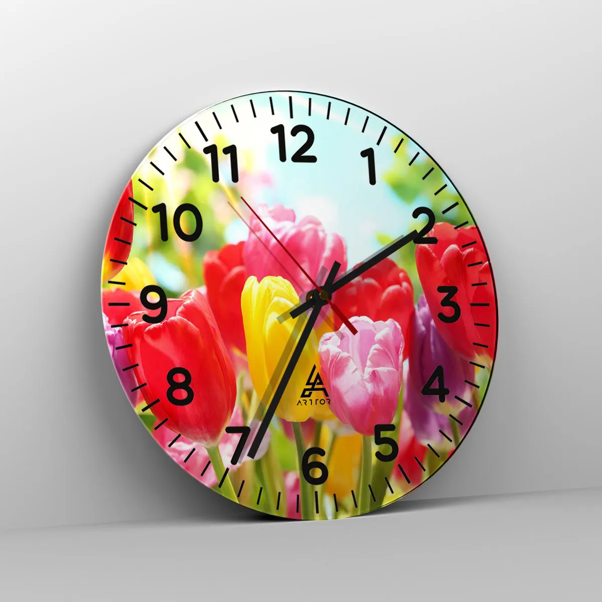 Wall clock - Clock on glass - It is Us, Colour of May! - 40x40 cm