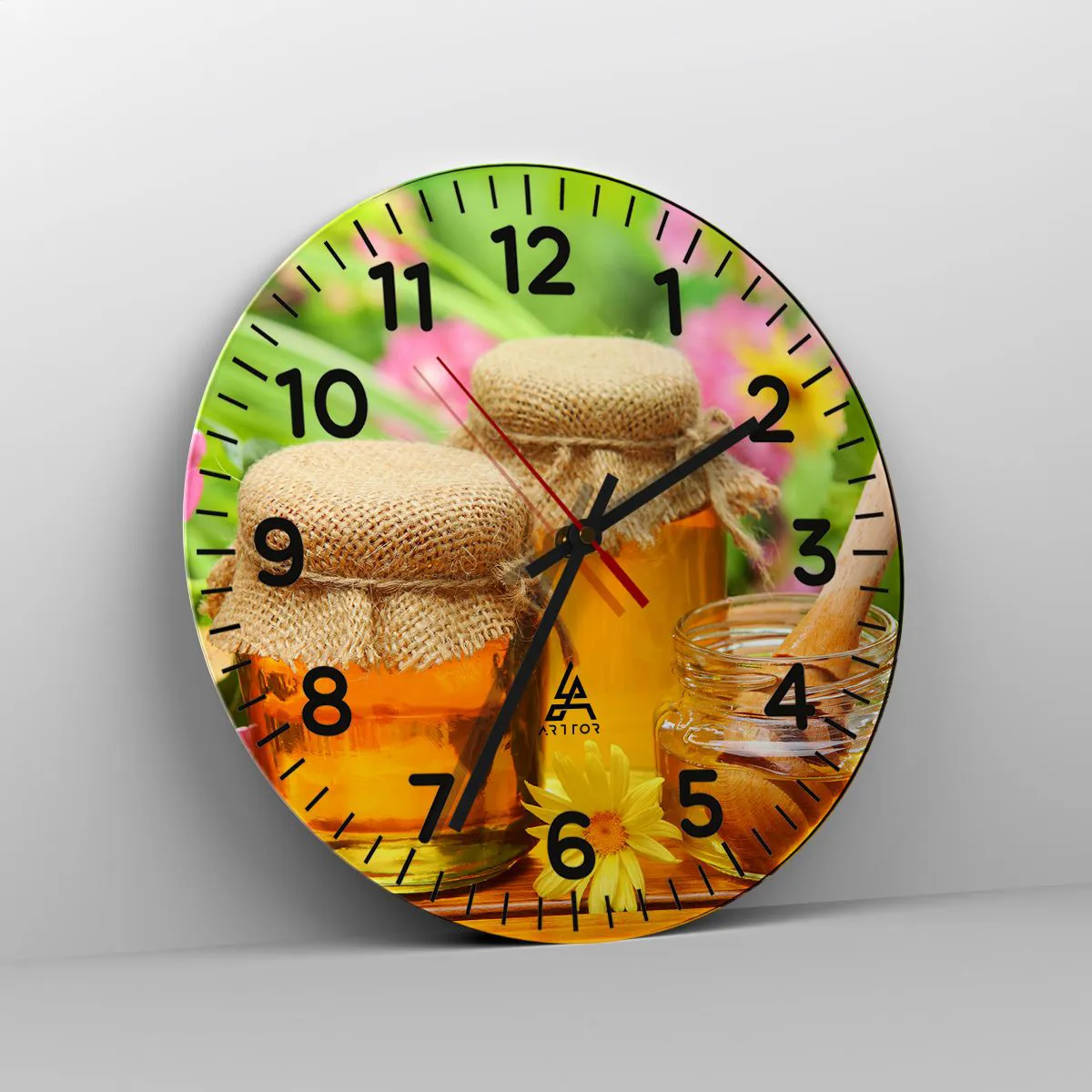 Ceas de perete - Ceas pe sticlă - Dulce și florală - 40x40 cm