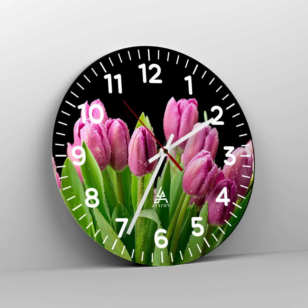 Ceas de perete - Ceas pe sticlă - Bucurie de liliac de primăvară - 40x40 cm