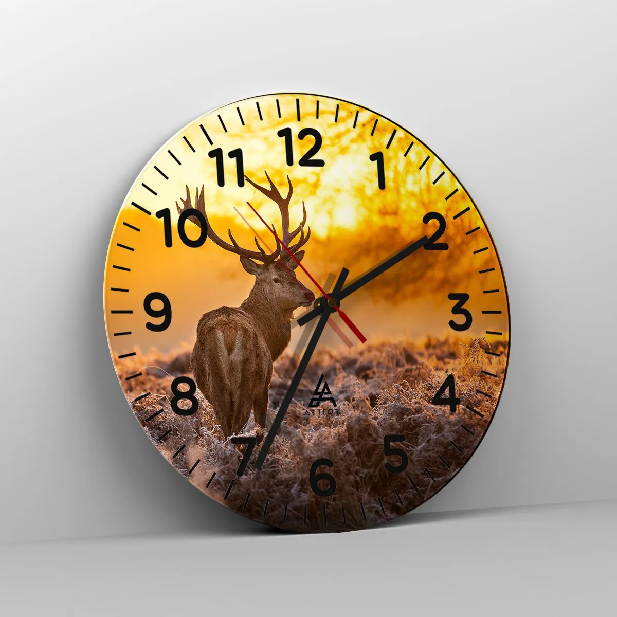 Ceas de perete - Ceas pe sticlă - Regele pădurii de toamnă - 40x40 cm