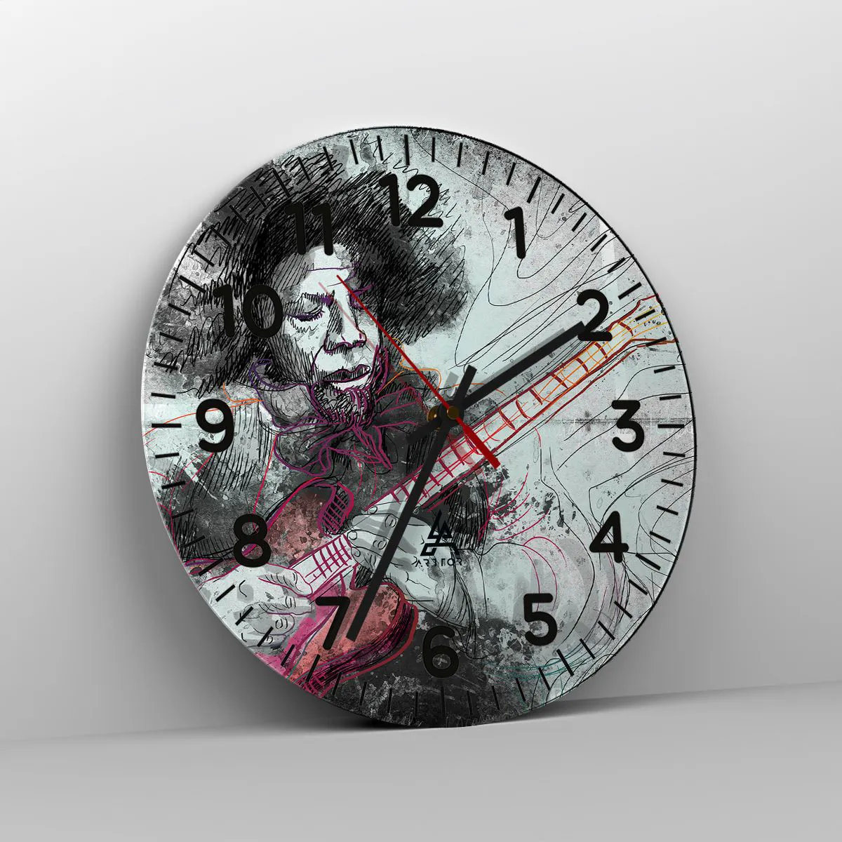 Ceas de perete - Ceas pe sticlă - Pe valurile muzicii - 40x40 cm