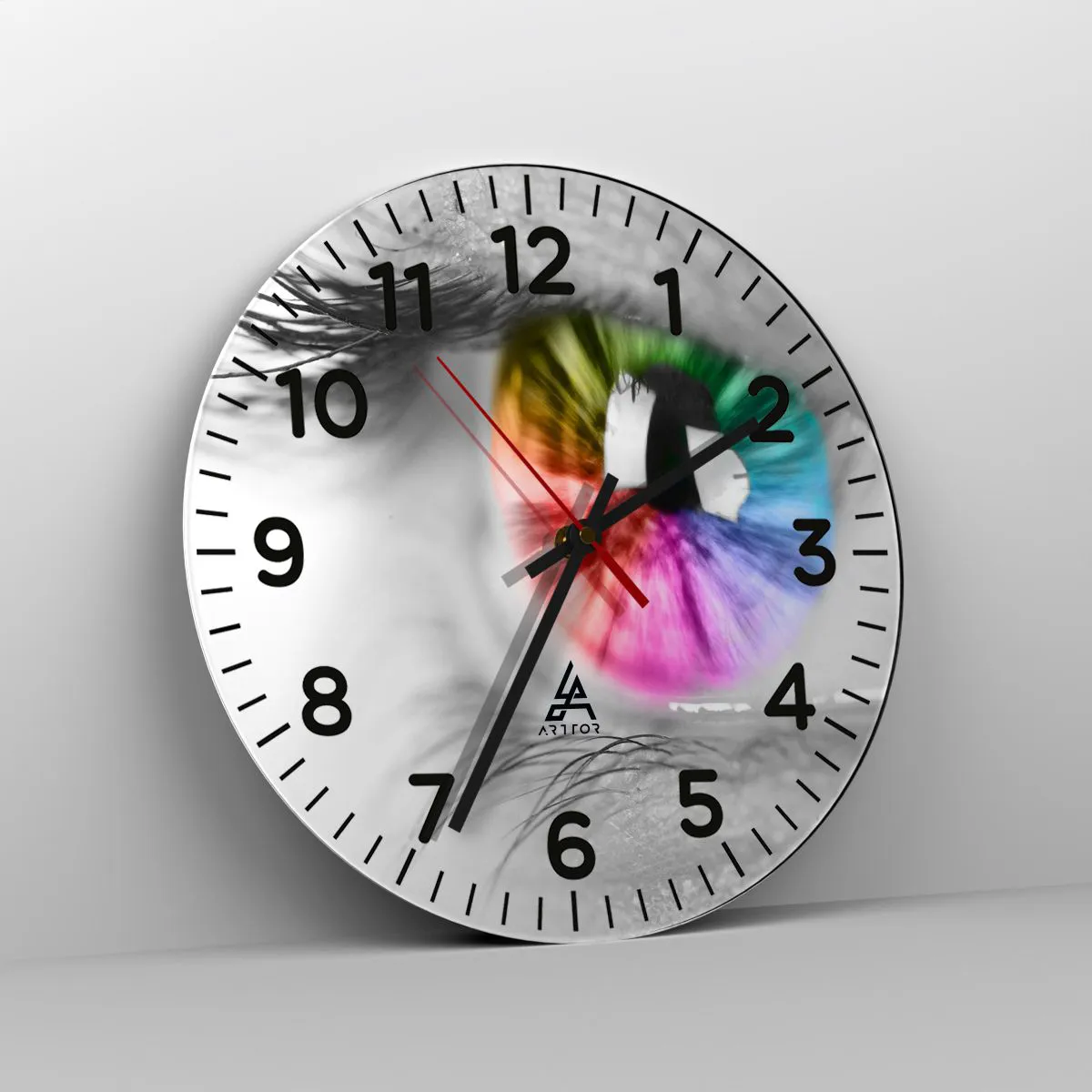 Reloj de pared - Reloj de vidrio - Ver el mundo en color - 40x40 cm