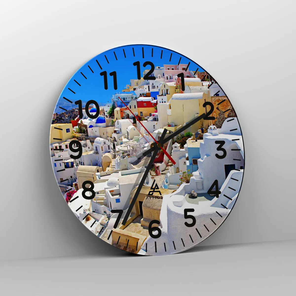 Wanduhr - Glasuhr - Der Traum vom griechischen Sommer - 40x40 cm