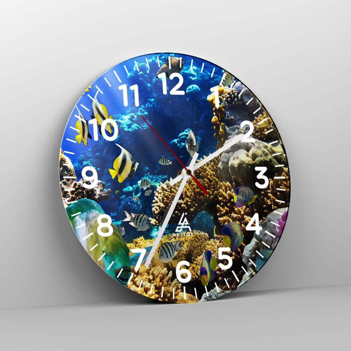 Reloj de pared - Reloj de vidrio - Vacaciones submarinas - 40x40 cm